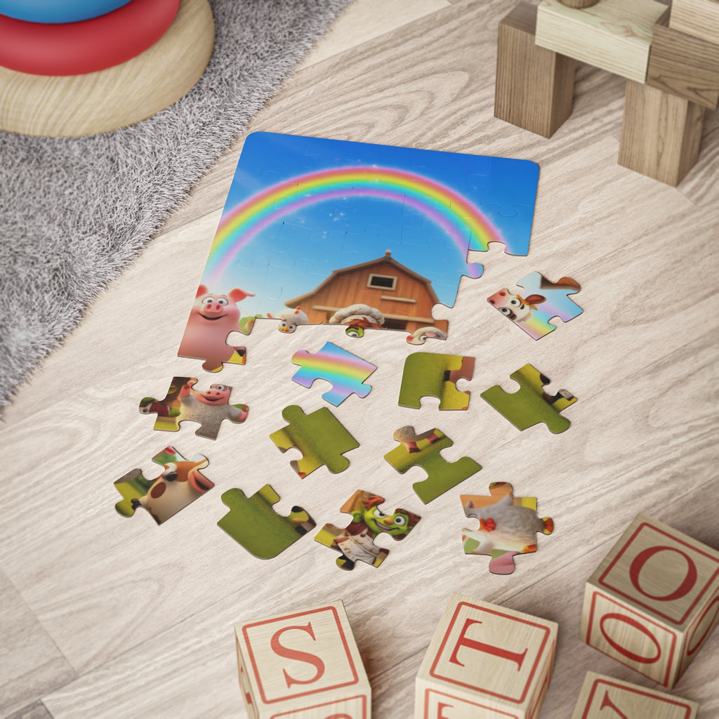 Kids 30-Piece Rainbow Farm Puzzle — Cute Barnyard Animals Jigsaw for Preschoolers