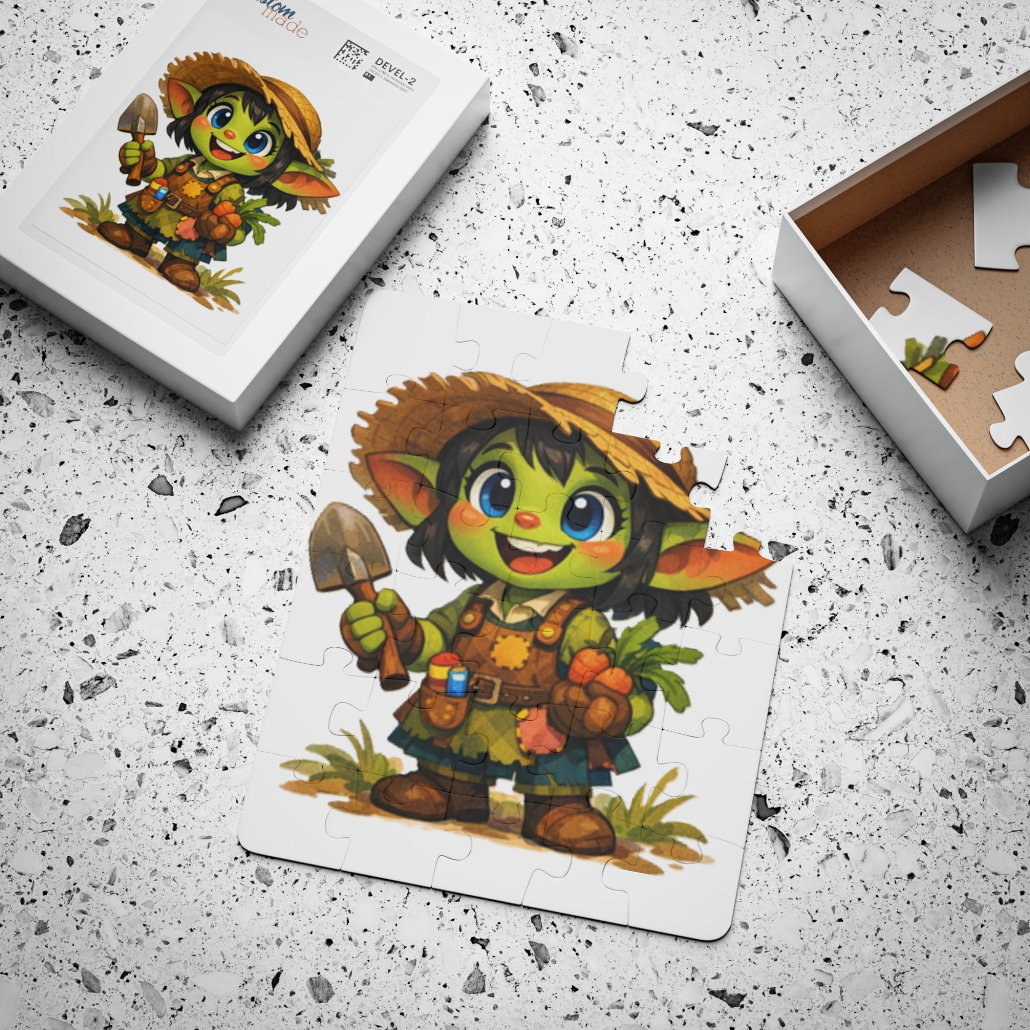 30-Piece Kids Puzzle — Cute Garden Goblin Character Illustration