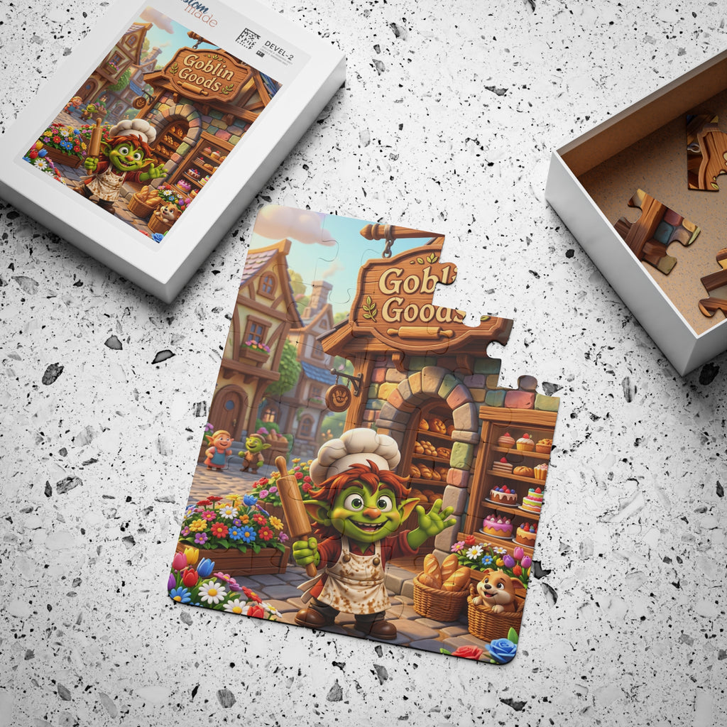 Goblin Goods Kids' 30-Piece Puzzle — Cute Fantasy Village Toy for Ages 3+ — Imaginative Toddler Puzzle