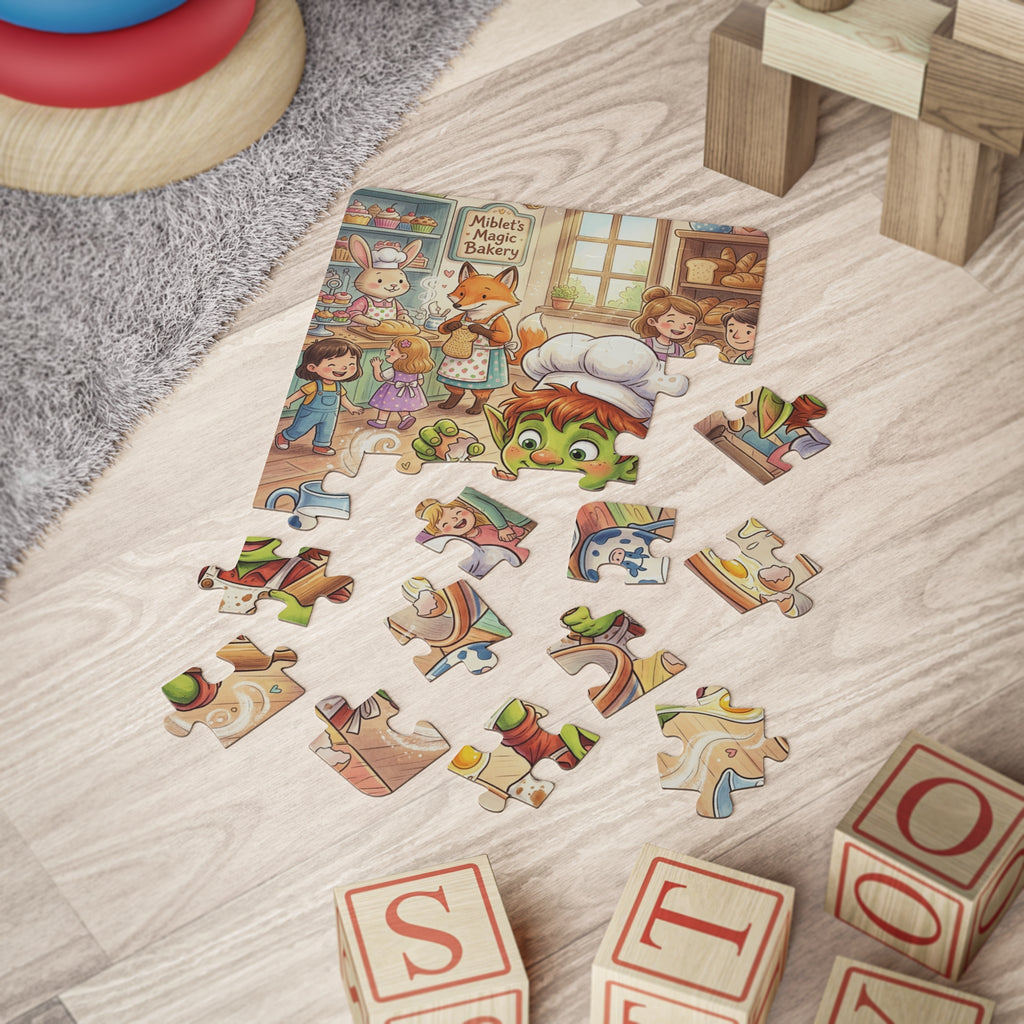 Magic Bakery Kids' Puzzle — 30-Piece Toddler Jigsaw (Whimsical Chef Elf & Friendly Animal Bakery Scene)