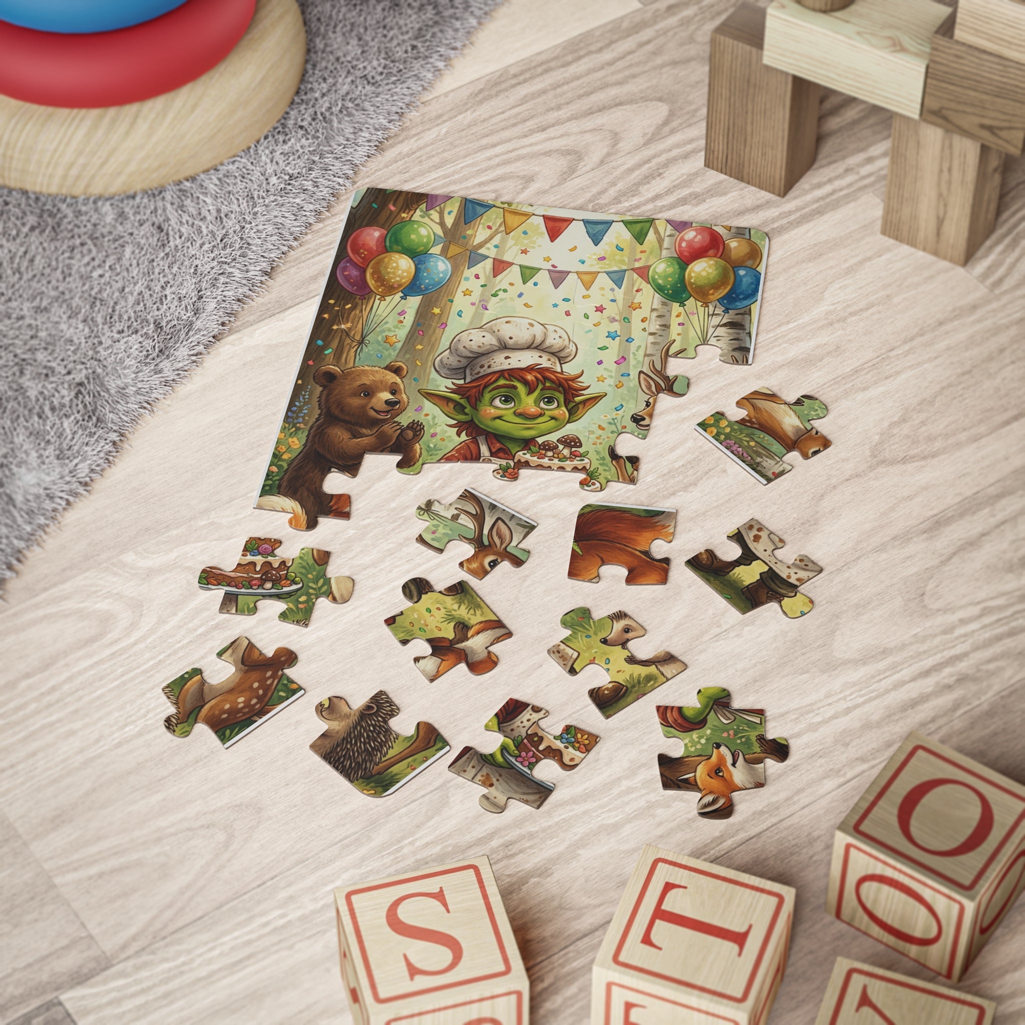Children's 30-Piece Puzzle — Forest Birthday Party Scene