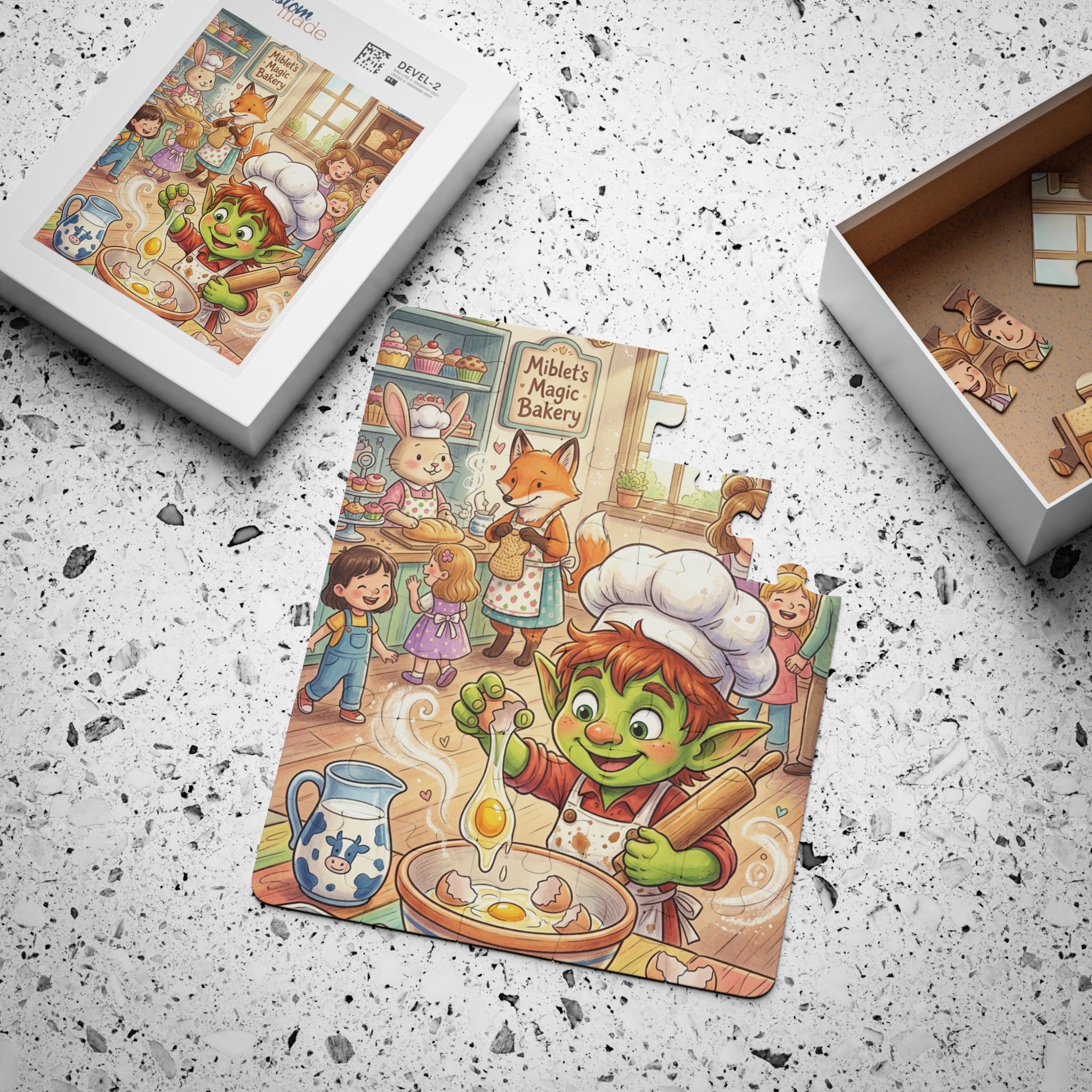 Magic Bakery Kids' Puzzle — 30-Piece Toddler Jigsaw (Whimsical Chef Elf & Friendly Animal Bakery Scene)