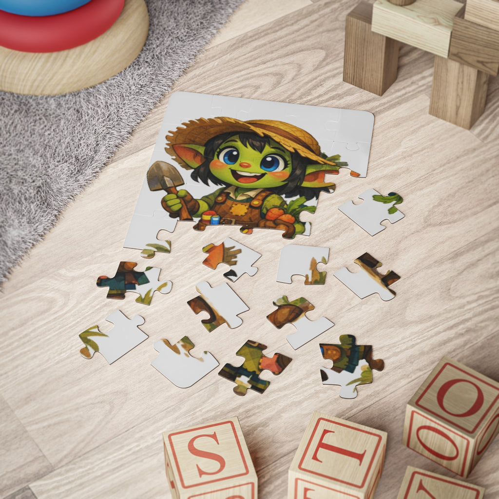 30-Piece Kids Puzzle — Cute Garden Goblin Character Illustration