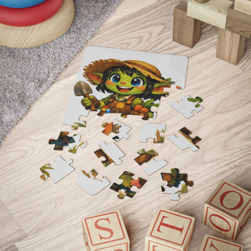 30-Piece Kids Puzzle — Cute Garden Goblin Character Illustration