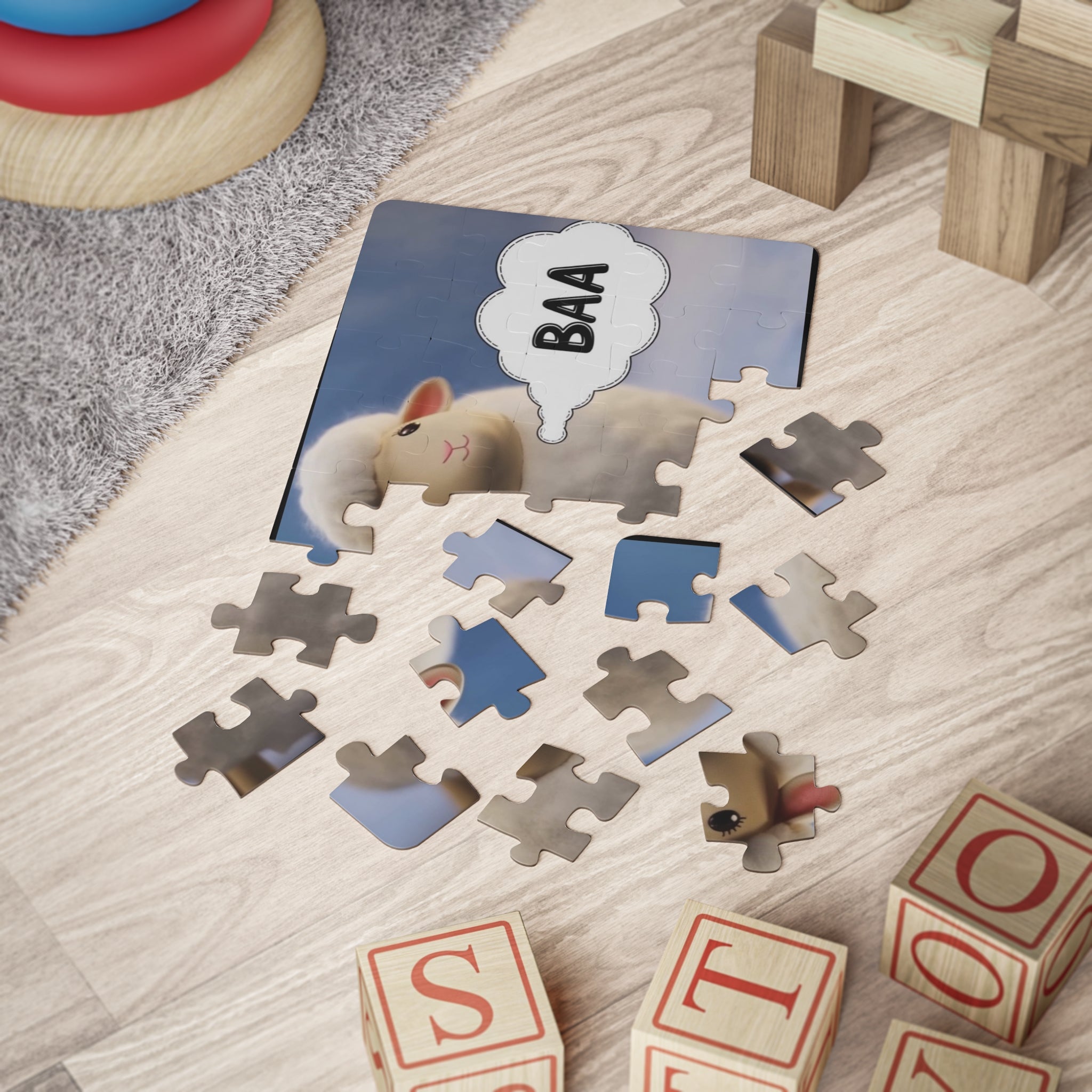 Kids Puzzle — Cute Lamb "BAA" 30-Piece Toddler Jigsaw