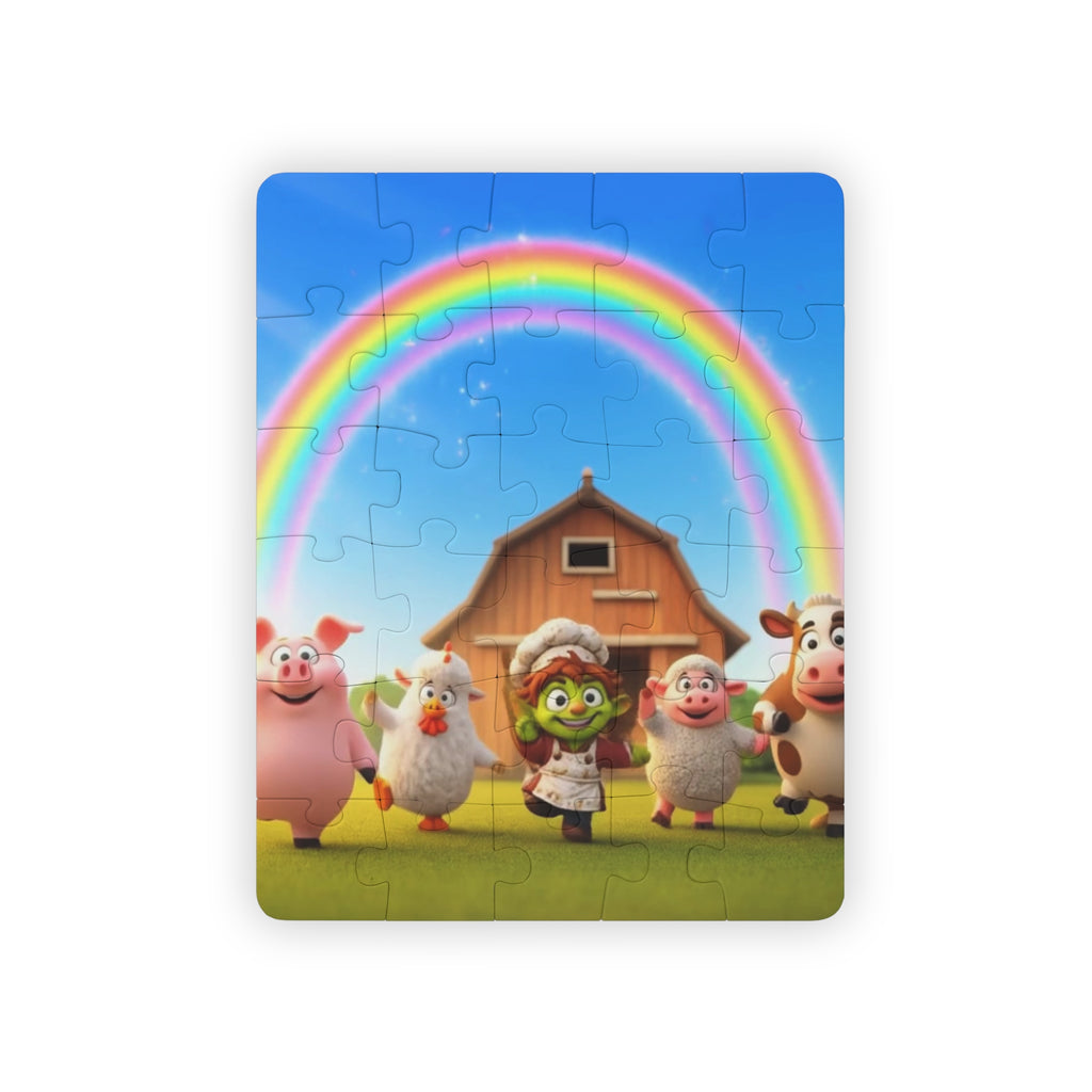 Kids 30-Piece Rainbow Farm Puzzle — Cute Barnyard Animals Jigsaw for Preschoolers