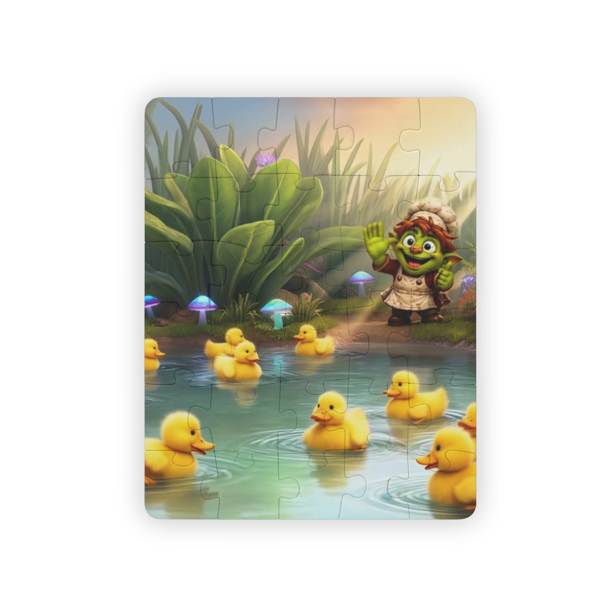 Kids Puzzle — 30-Piece Rubber Duck Pond Scene (Children’s Jigsaw Toy)