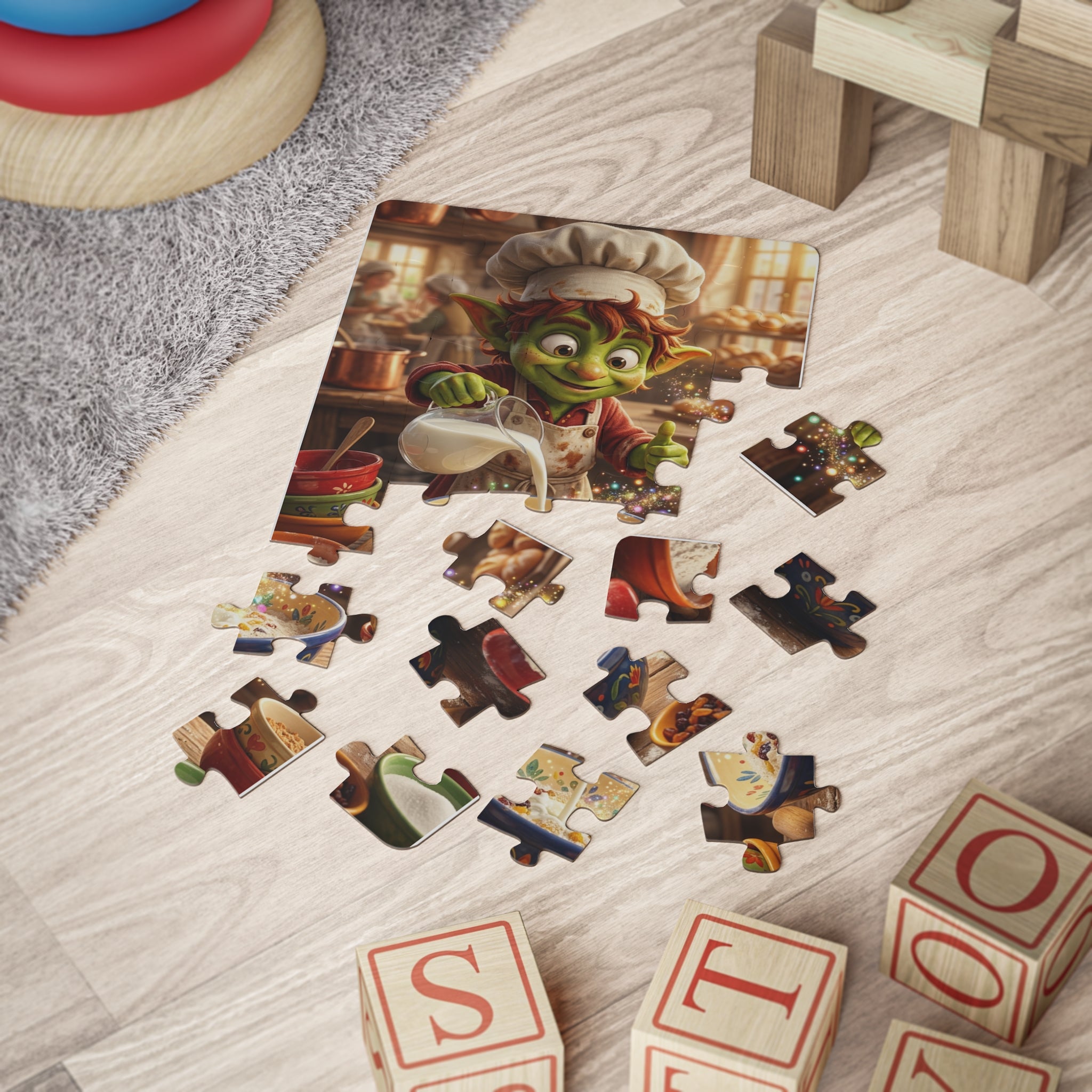 Magical Baker Elf Kids' 30-Piece Puzzle – Cute Holiday Baking Activity for Children