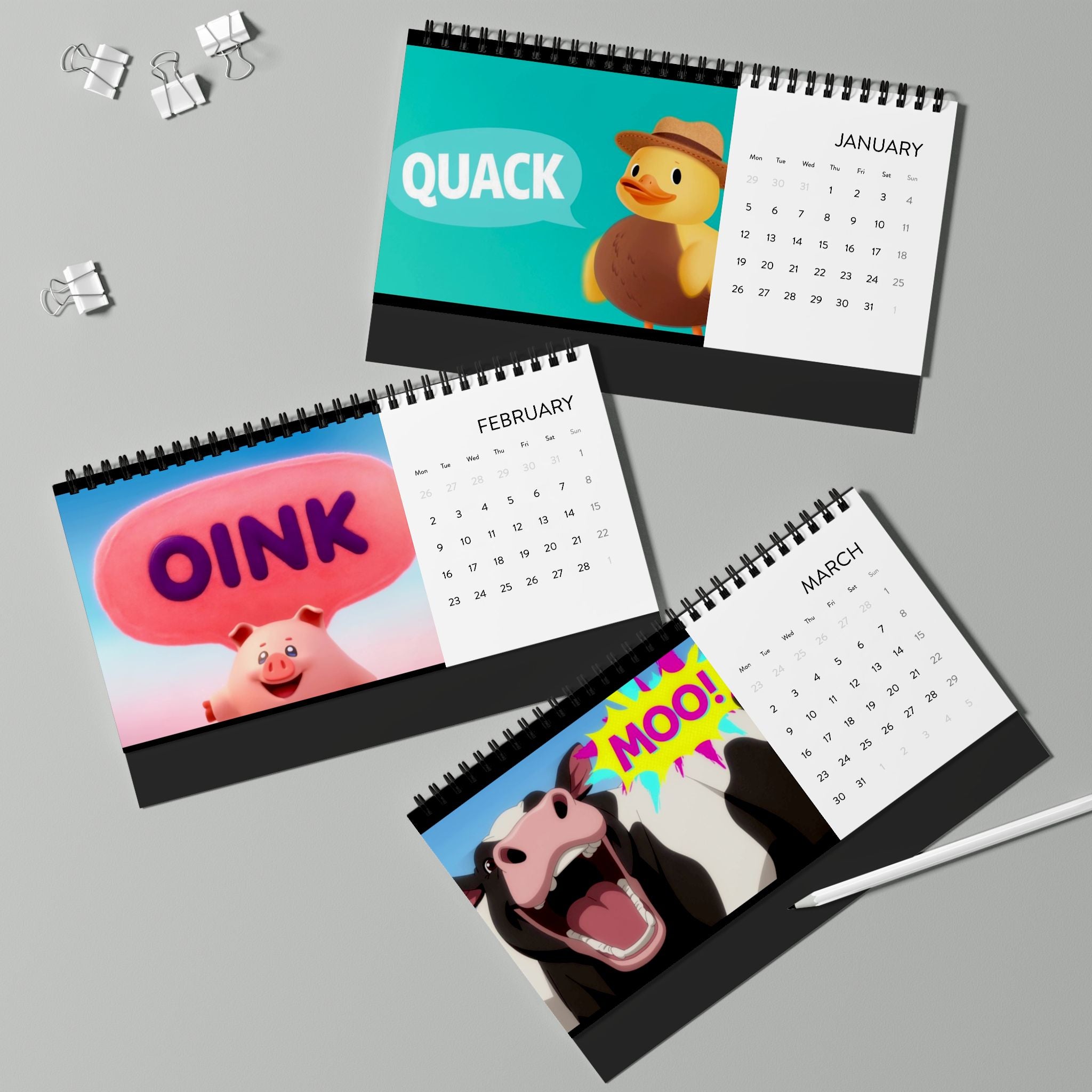 2026 Farm Friends Desk Calendar — Simplex Grid Planner