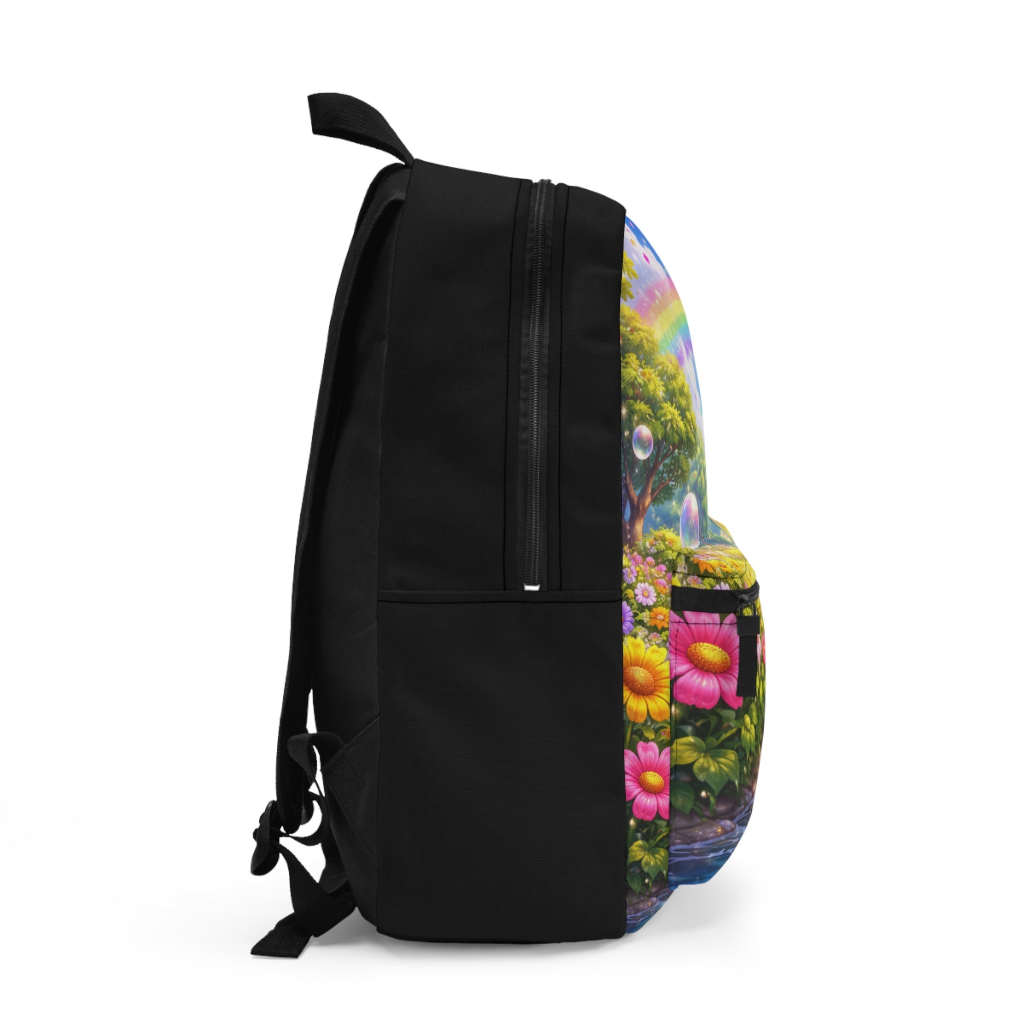 Rainbow Meadow Backpack — Fantasy Floral River School Bag