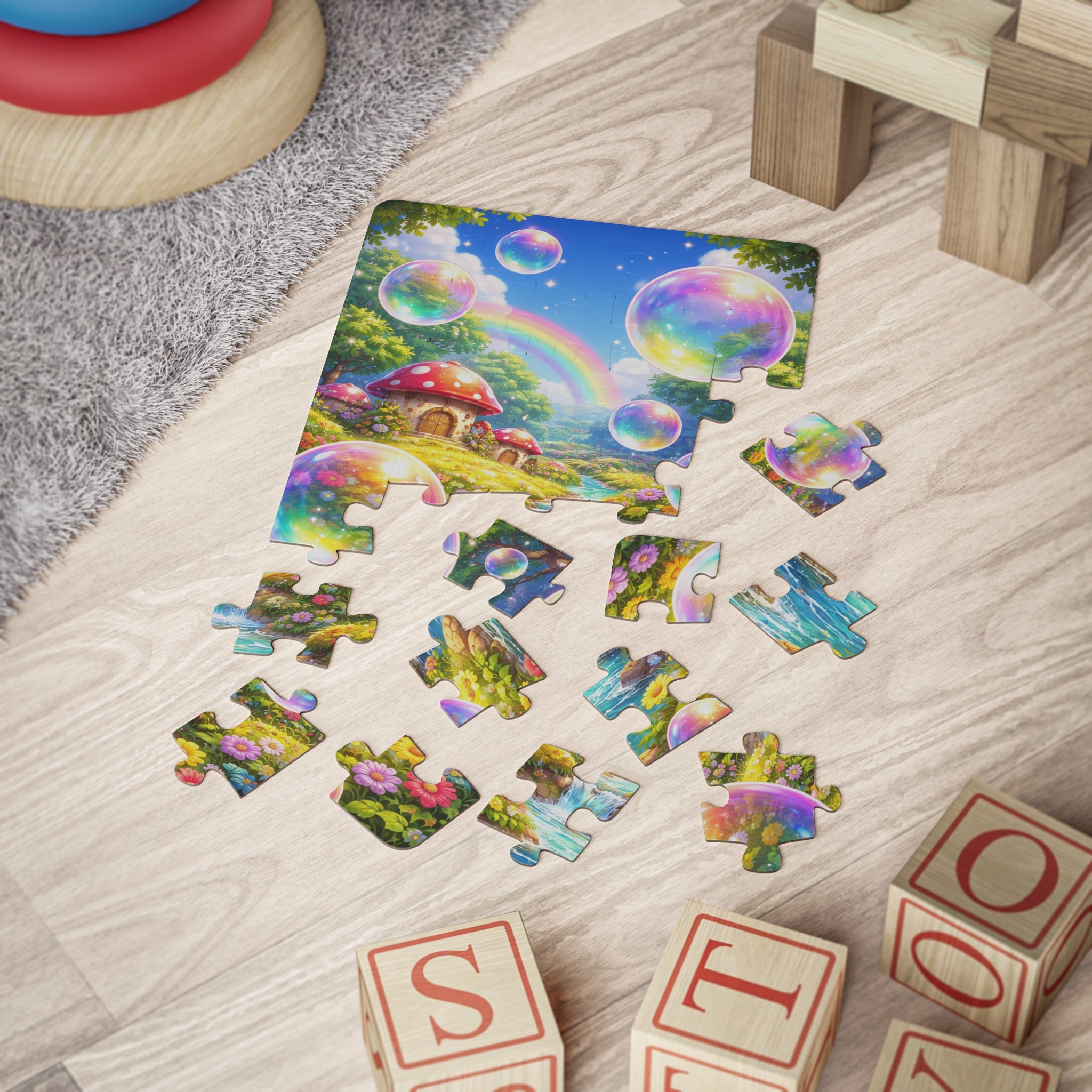 Kids' Puzzle - 30-Piece Rainbow Bubbles Fairy Garden Jigsaw
