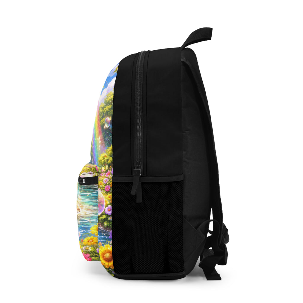 Rainbow Meadow Backpack — Fantasy Floral River School Bag