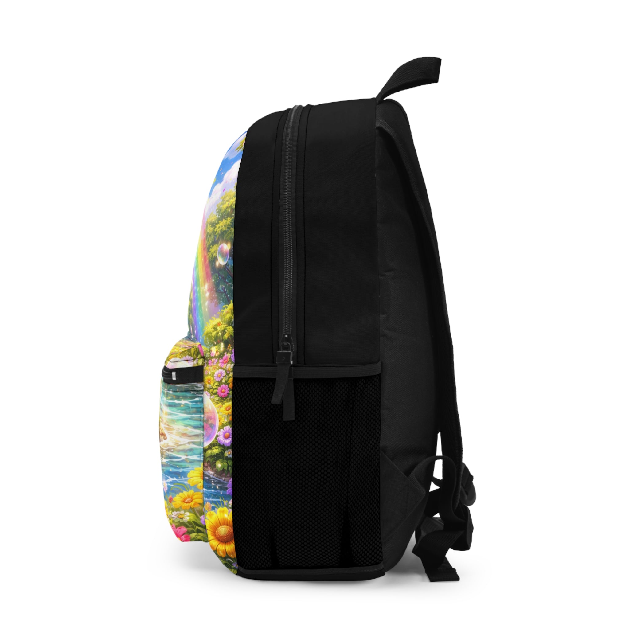 Rainbow Meadow Backpack — Fantasy Floral River School Bag
