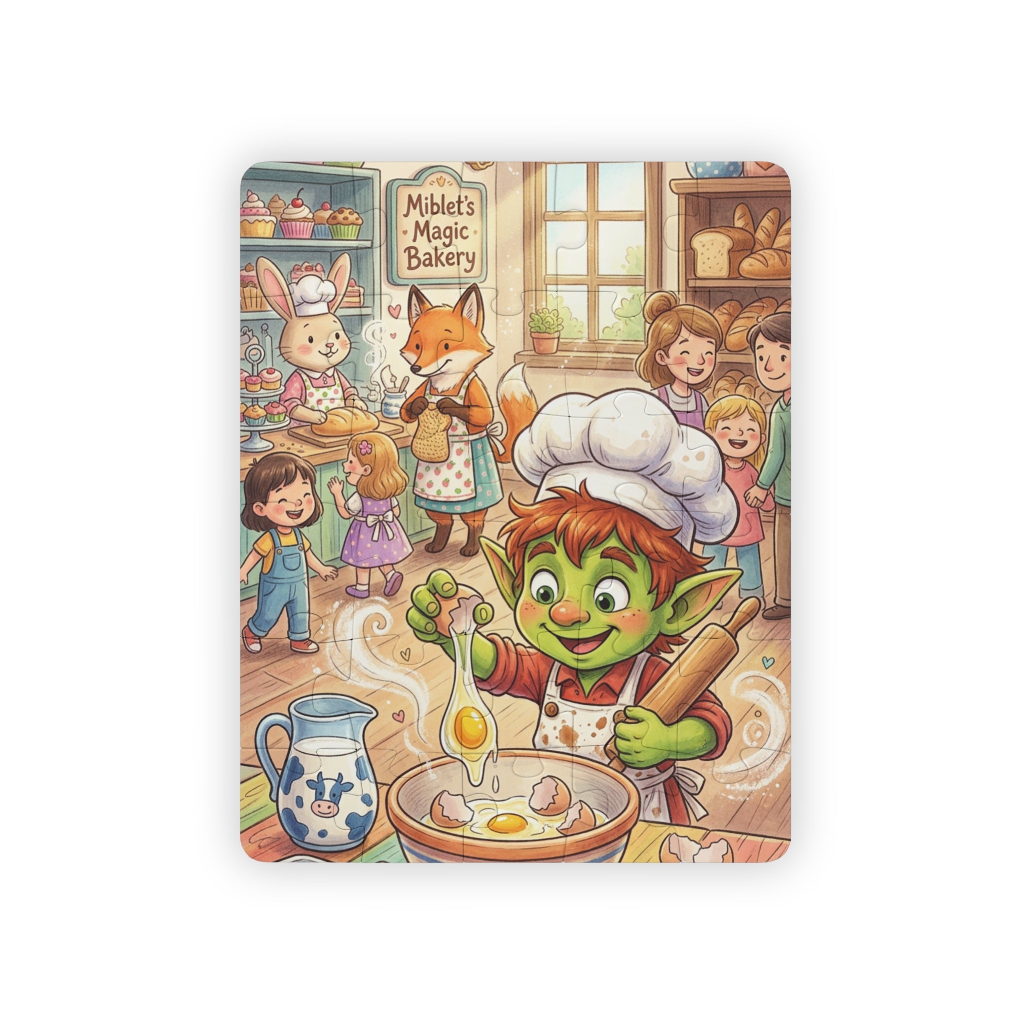 Magic Bakery Kids' Puzzle — 30-Piece Toddler Jigsaw (Whimsical Chef Elf & Friendly Animal Bakery Scene)