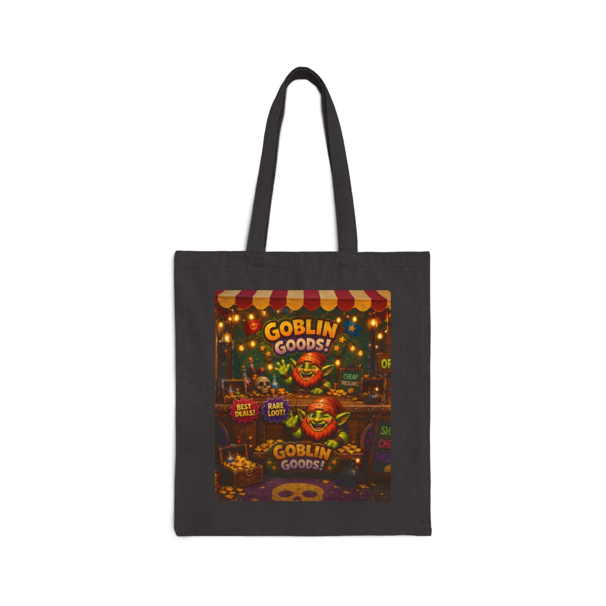 Goblin Goods Market Canvas Tote Bag — Fantasy Stall Design