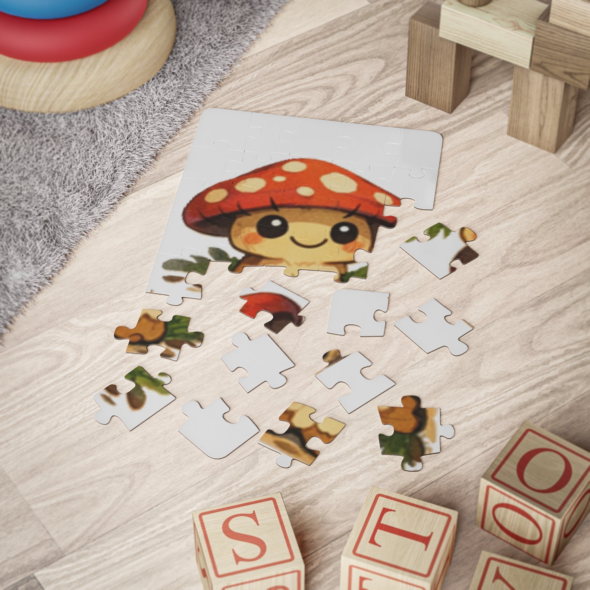 Cute Mushroom Kids Puzzle — 30-Piece Toddler Jigsaw
