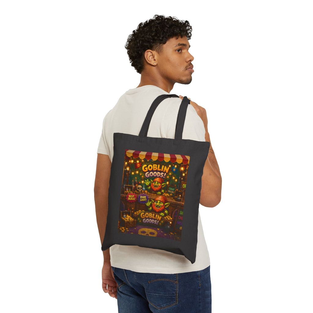 Goblin Goods Market Canvas Tote Bag — Fantasy Stall Design